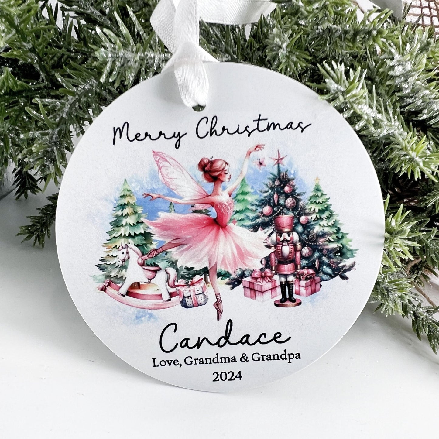 Personalized Ballet Ornament for Granddaughter – Pink Fairy Nutcracker Gift