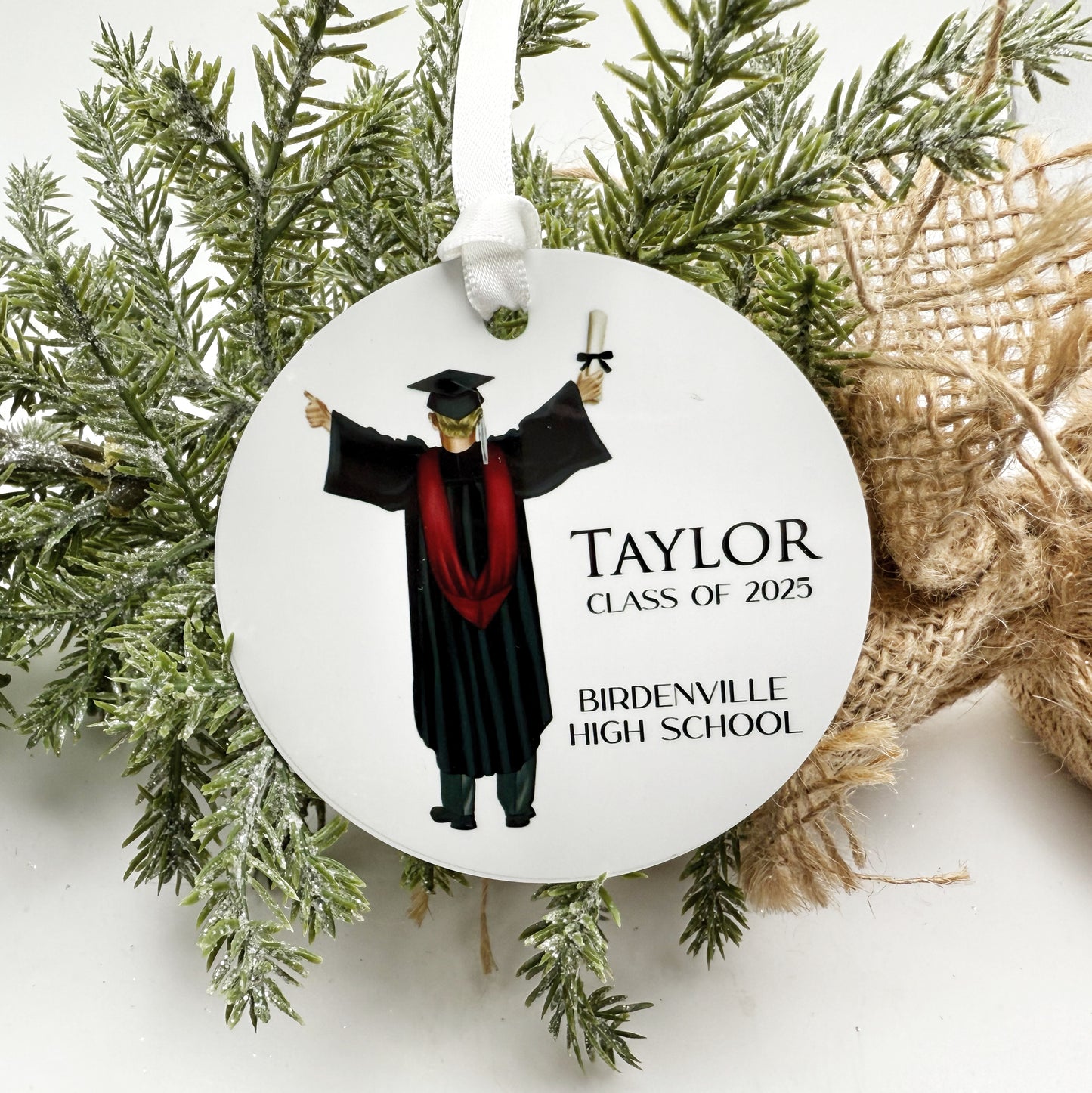Custom Graduation Ornament – Personalized Cap, Gown, Tassel & Hairstyle for High School, College, or Masters