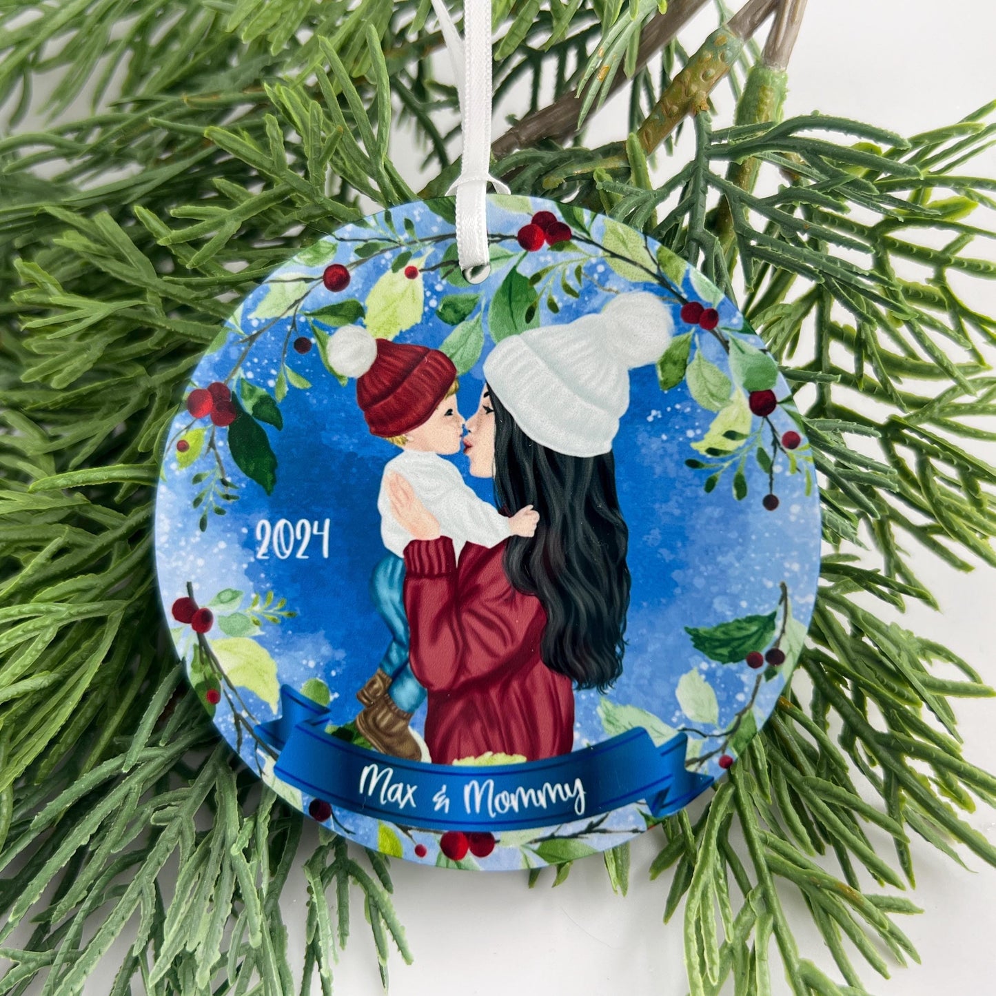 Mother & Son Christmas Ornament – Personalized Gift for Mom and Baby