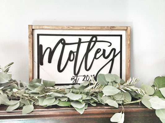 Modern Last Name Sign