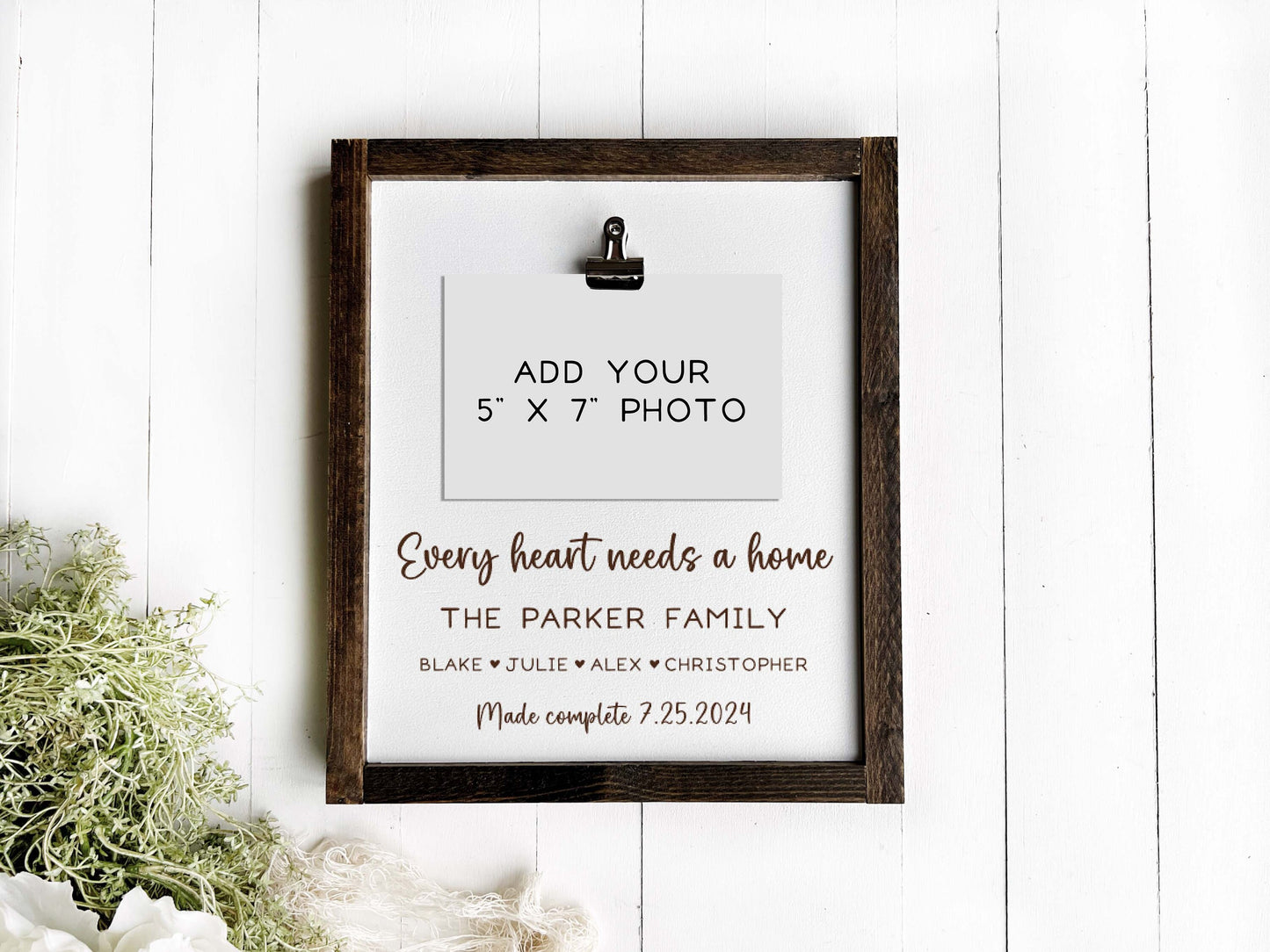 Every Heart Needs A Home - Adoption Day Photo Frame Clipboard with Dates and Names
