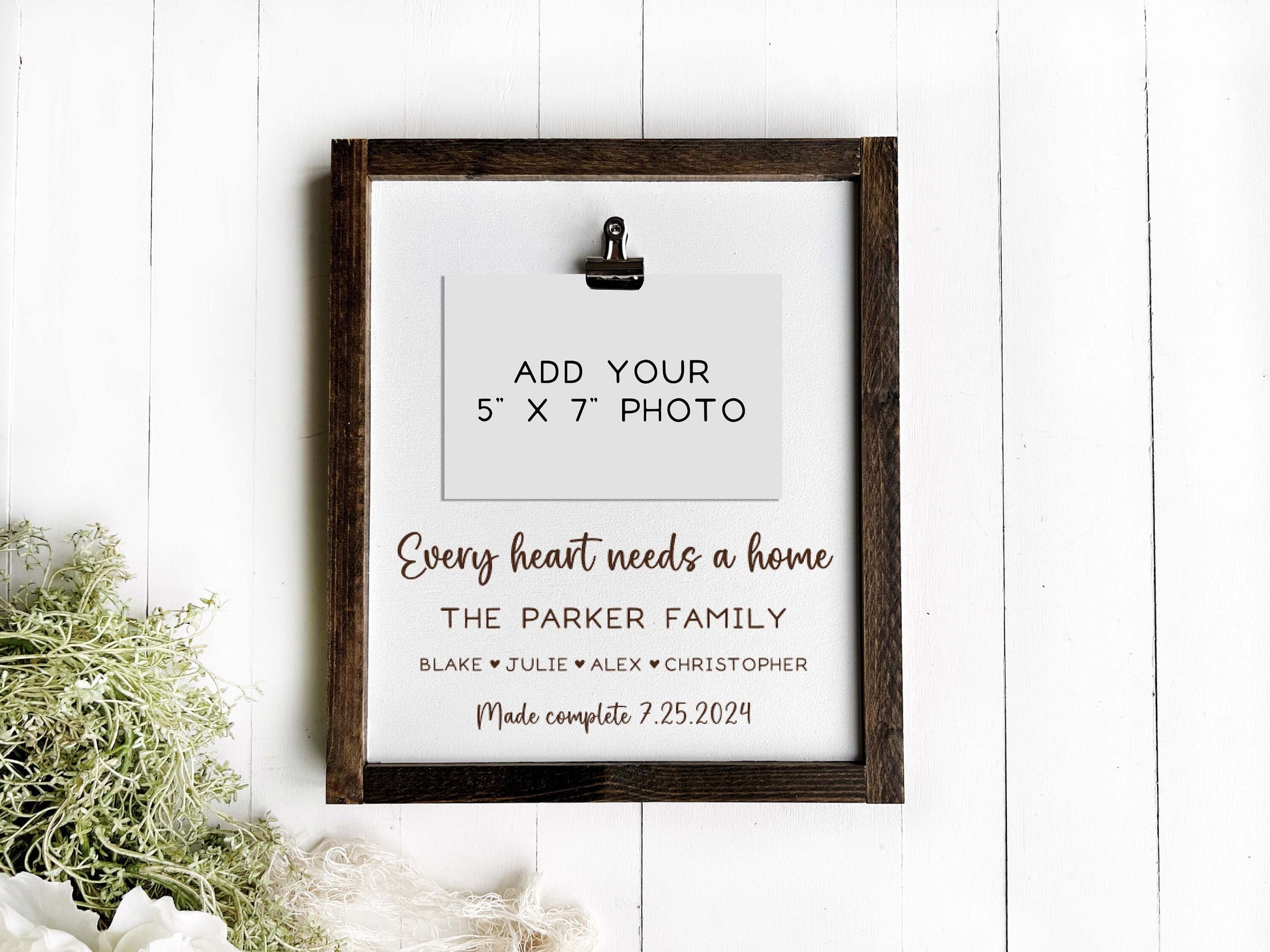Every Heart Needs A Home - Adoption Day Photo Frame Clipboard with Dates and Names