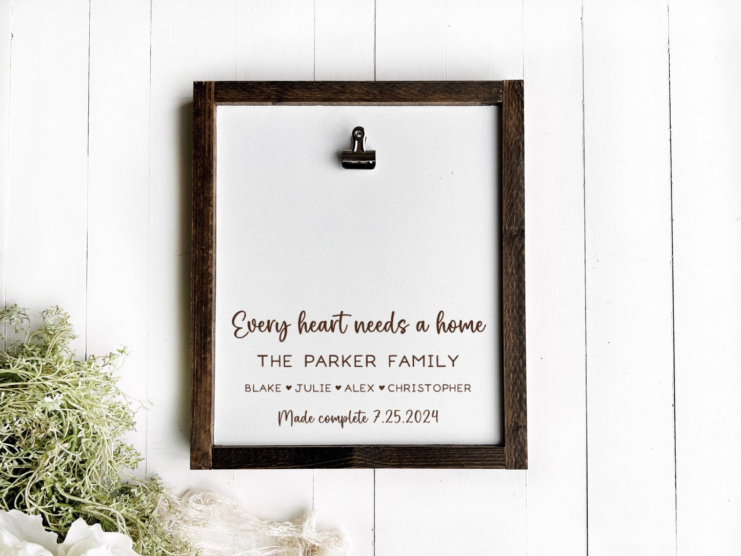 Every Heart Needs A Home - Adoption Day Photo Frame Clipboard with Dates and Names