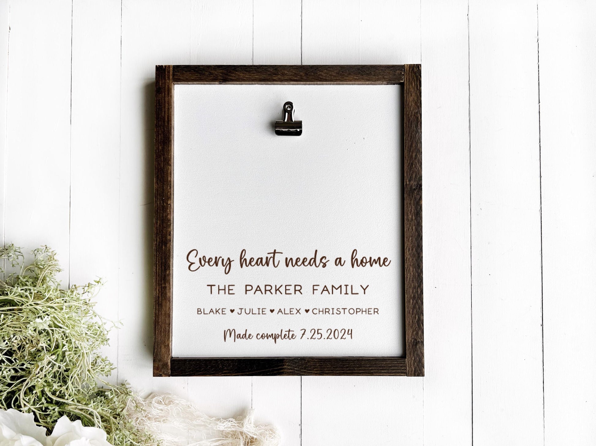Every Heart Needs A Home - Adoption Day Photo Frame Clipboard with Dates and Names