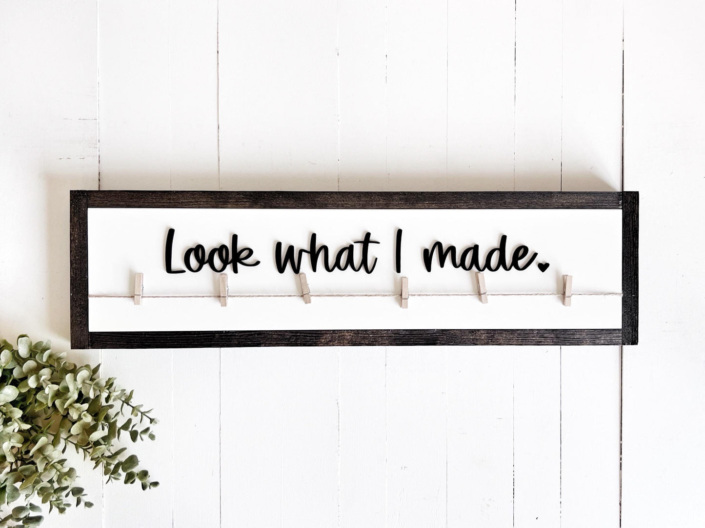 Look What We Made Sign with Personalized Clips for Children's Artwork, 3D Laser Cut Design