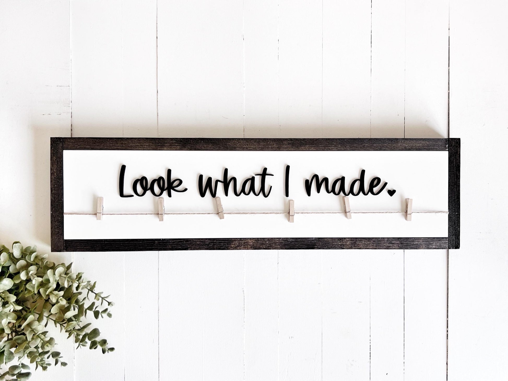 Look What We Made Sign with Personalized Clips for Children's Artwork, 3D Laser Cut Design