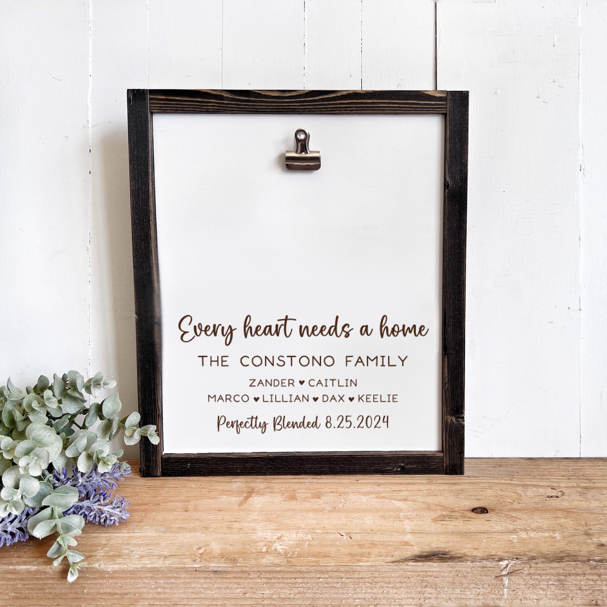Every Heart Needs A Home - Adoption Day Photo Frame Clipboard with Dates and Names