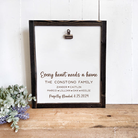 Every Heart Needs A Home - Adoption Day Photo Frame Clipboard with Dates and Names