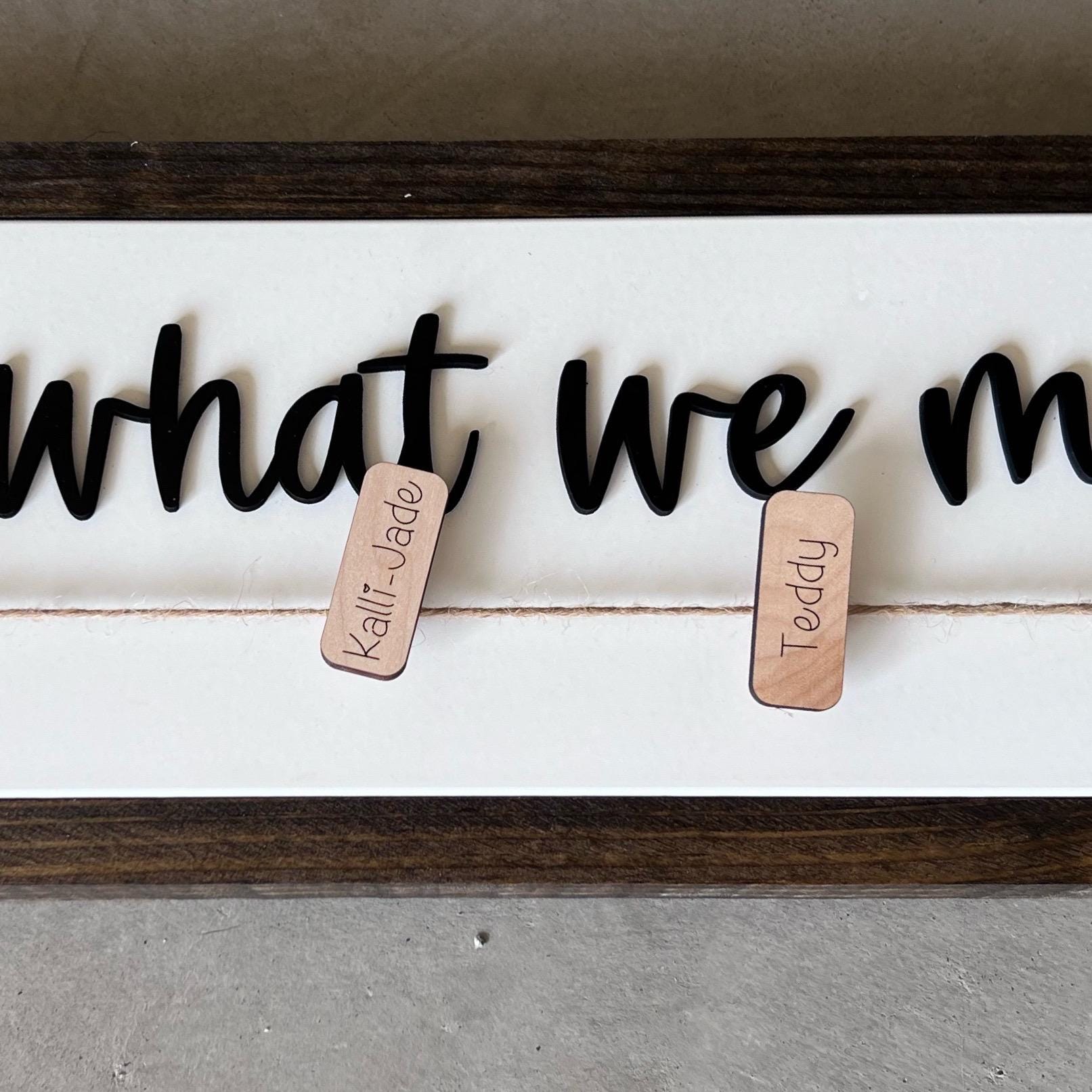 Look What We Made Sign with Personalized Clips for Children's Artwork, 3D Laser Cut Design