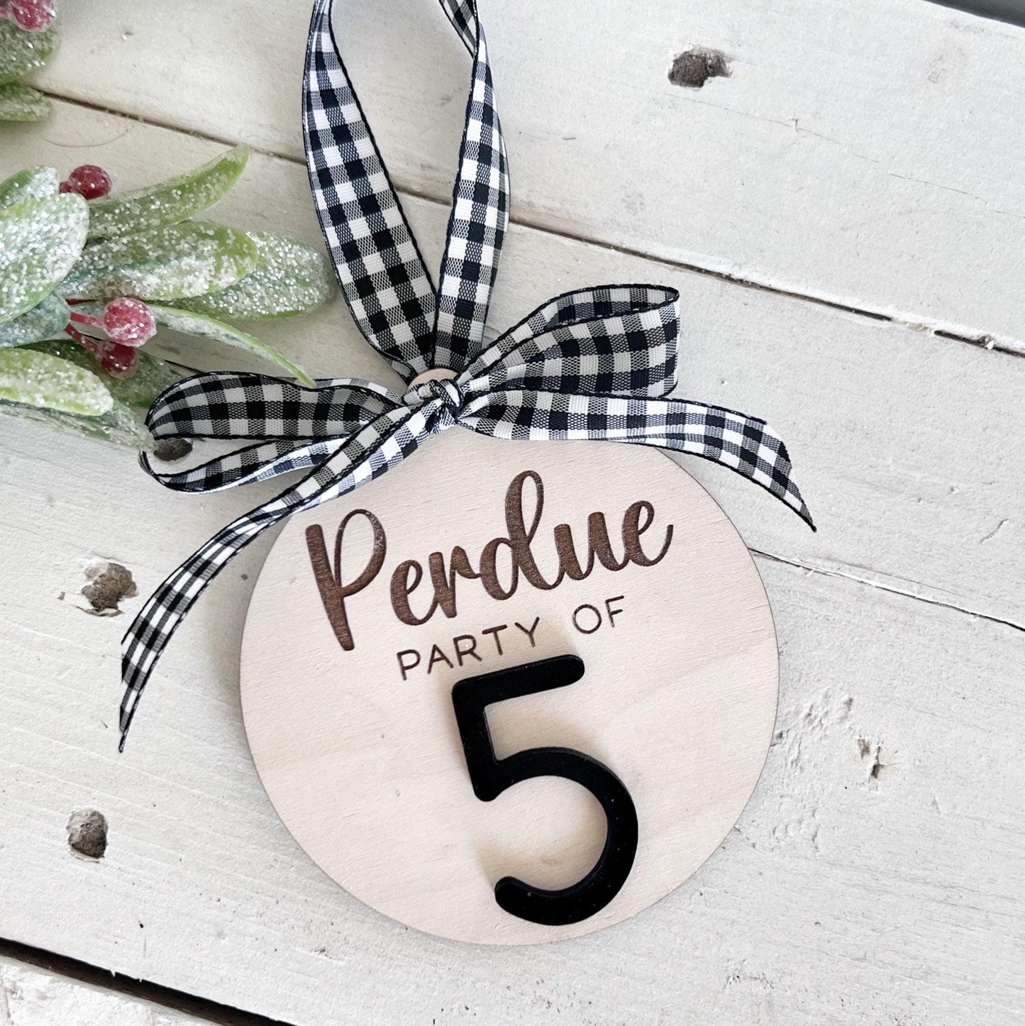 Custom Family Party of 4, 3, 5, 6 Ornament - Adoption Gift, Family First Christmas, Personalized with Last Name and Family Number