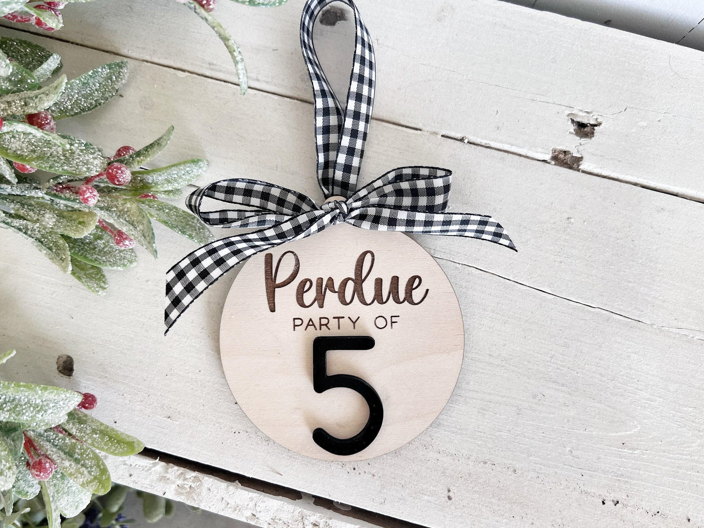 Custom Family Party of 4, 3, 5, 6 Ornament - Adoption Gift, Family First Christmas, Personalized with Last Name and Family Number