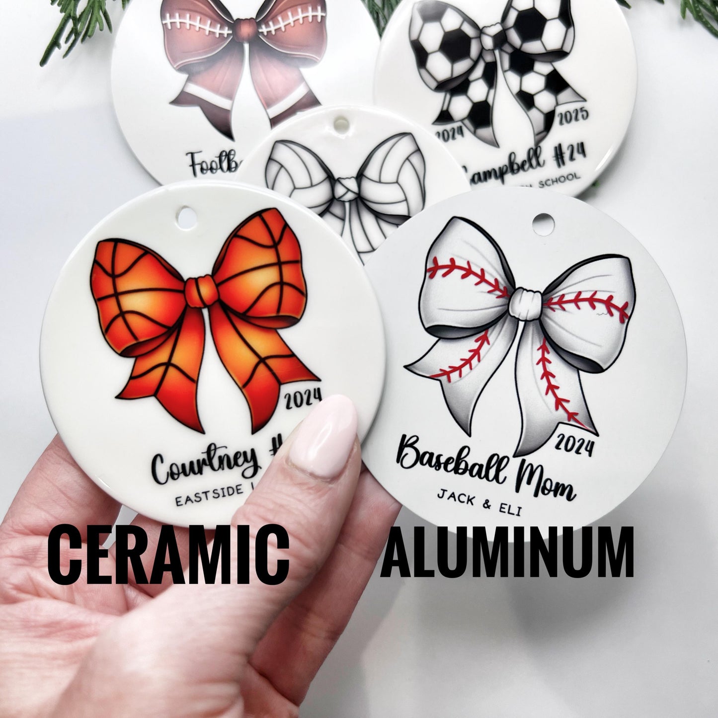 Basketball Bow Ornament – Personalized Sports Gift for Soccer, Softball, Volleyball, Football & Baseball Fans