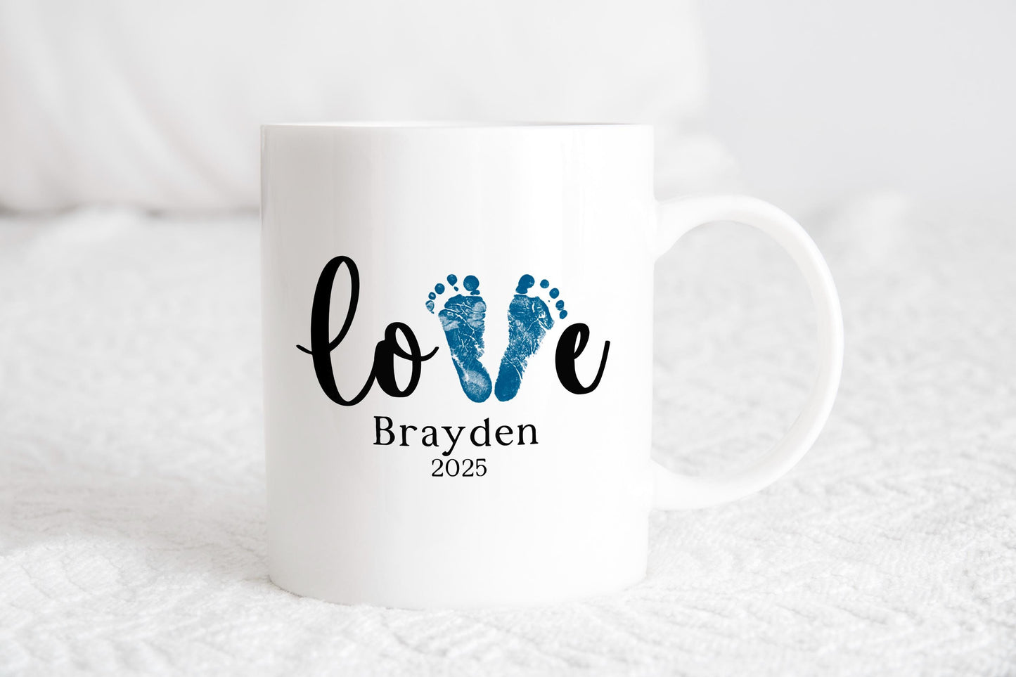 Valentine Footprint Mug from Baby - Custom Valentine's Gift for Mom, Dad, or Grandma