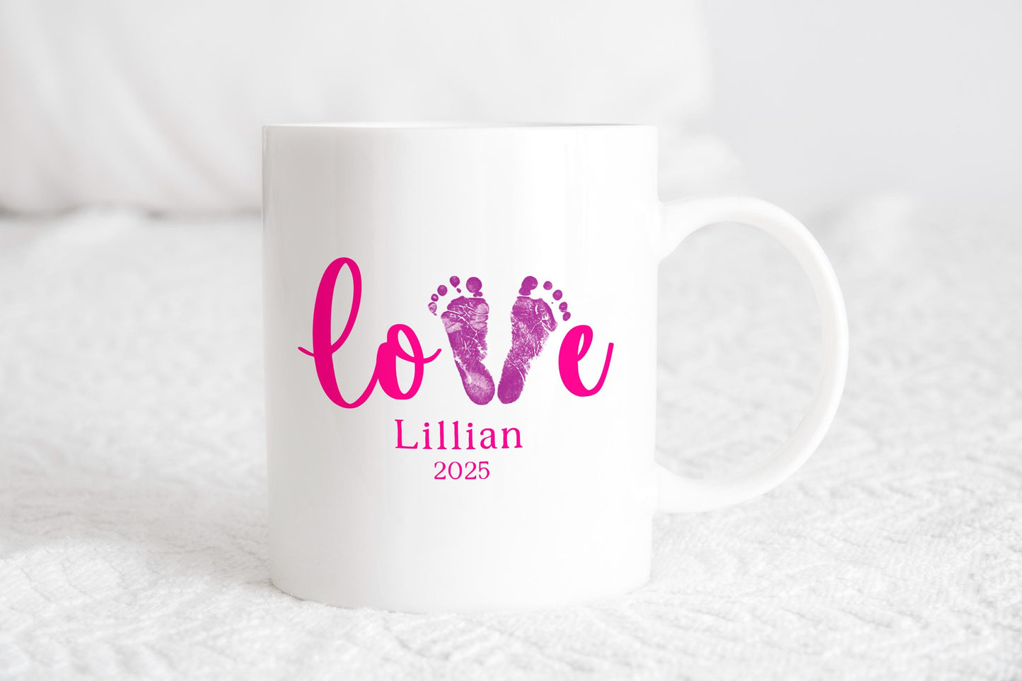 Valentine Footprint Mug from Baby - Custom Valentine's Gift for Mom, Dad, or Grandma