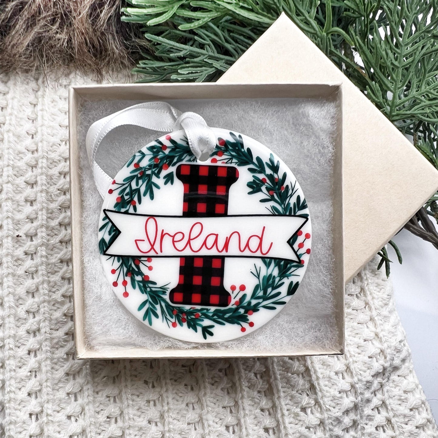 Initial Ornament with Gift Box