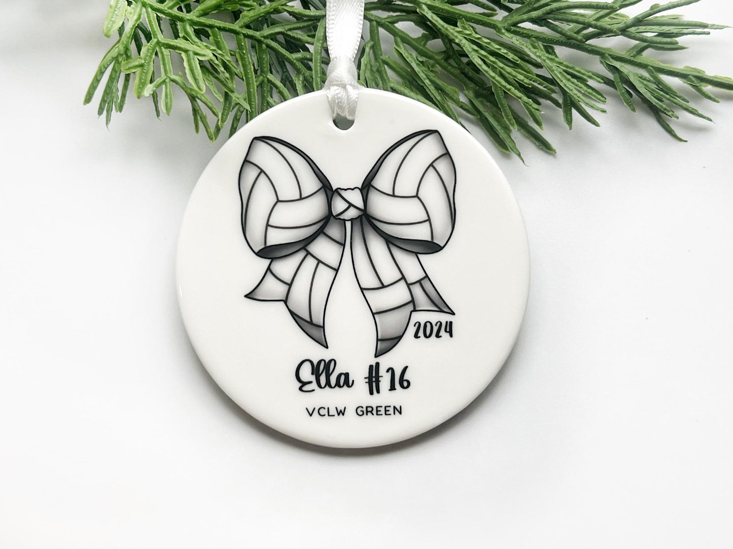 Volleyball Ornament for Teen Girls, Coquette Bow Sports Ornament