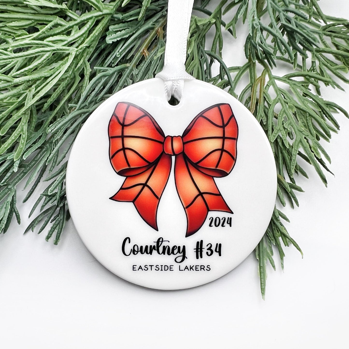 Basketball Bow Ornament – Personalized Sports Gift for Soccer, Softball, Volleyball, Football & Baseball Fans