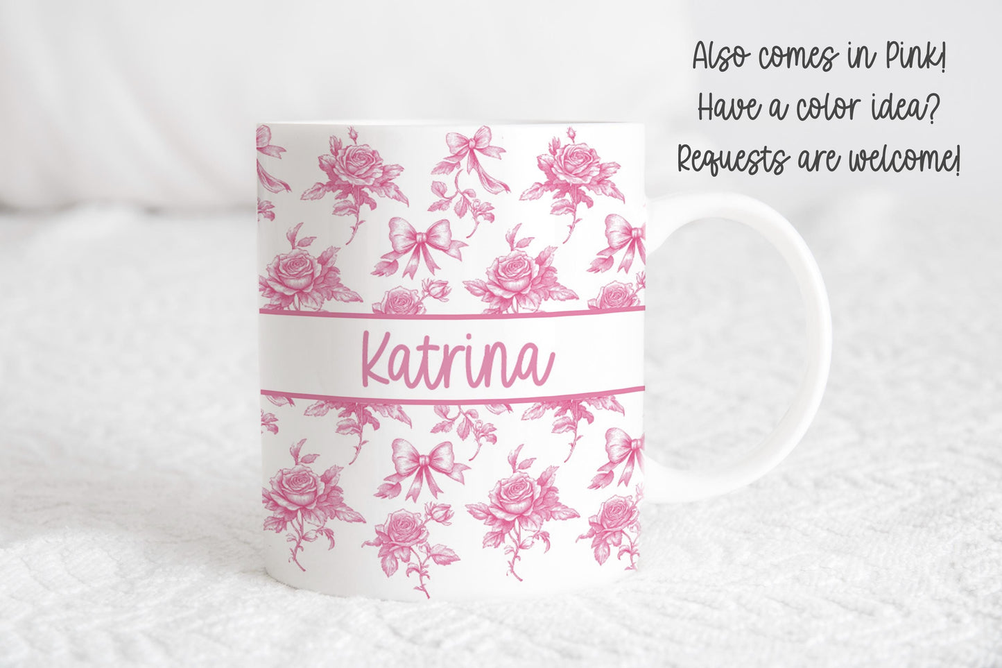 Blue Toile Personalized Name Mug | Vintage Inspired Gift for Her