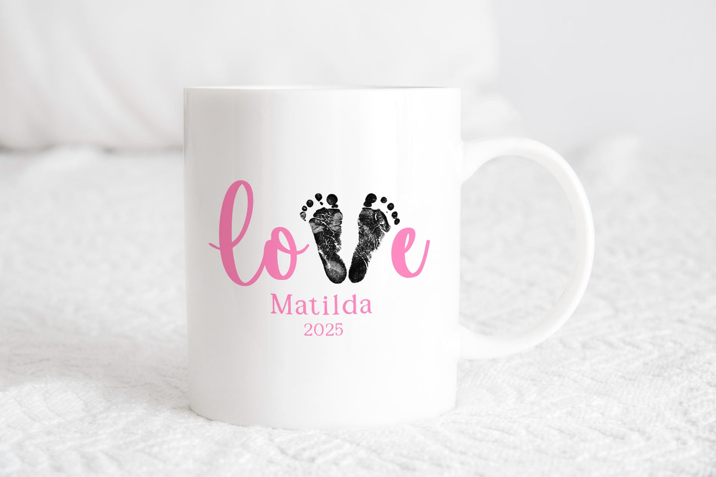 Valentine Footprint Mug from Baby - Custom Valentine's Gift for Mom, Dad, or Grandma