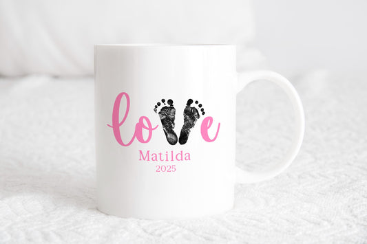 Valentine Footprint Mug from Baby - Custom Valentine's Gift for Mom, Dad, or Grandma