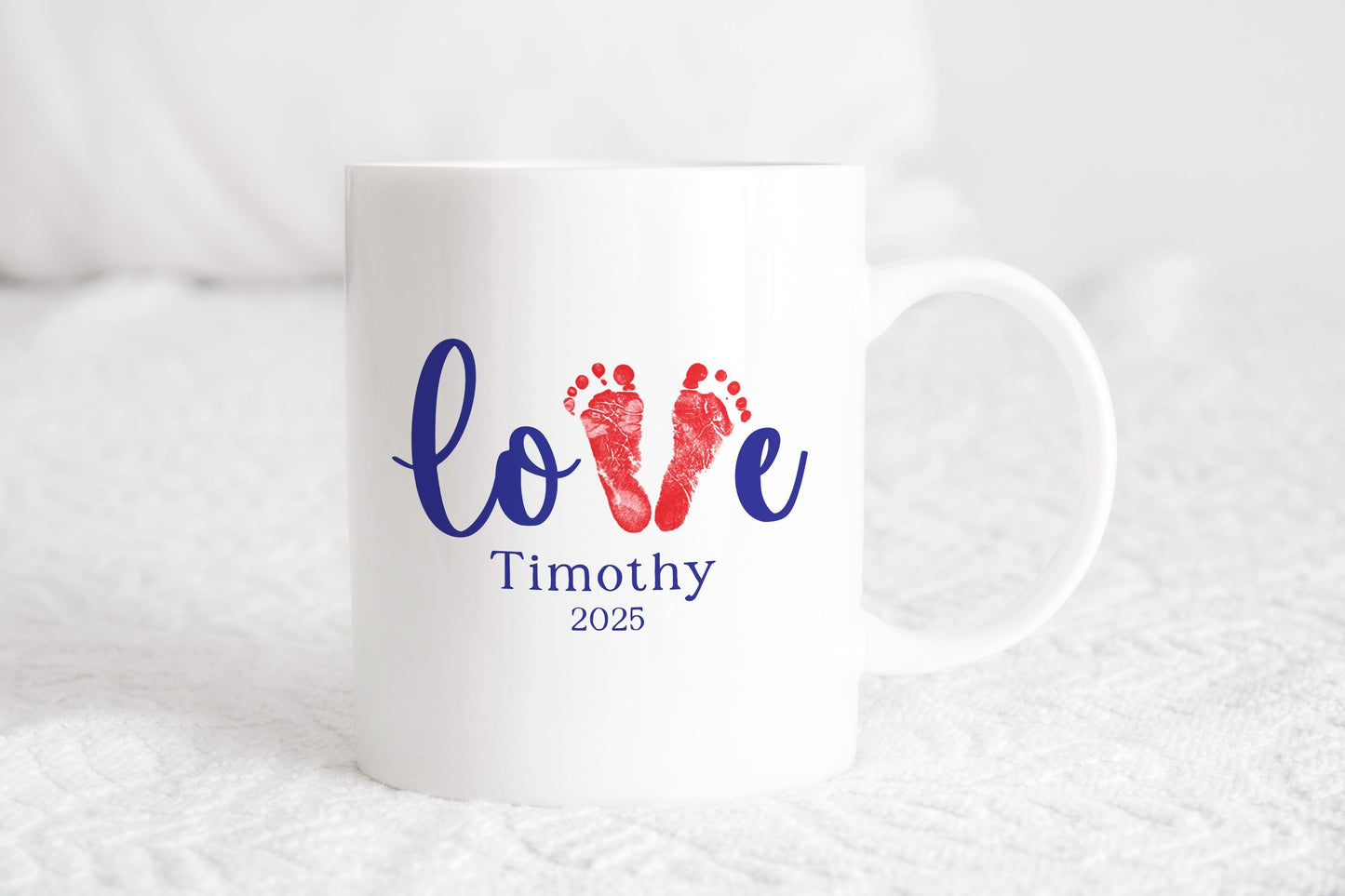 Valentine Footprint Mug from Baby - Custom Valentine's Gift for Mom, Dad, or Grandma