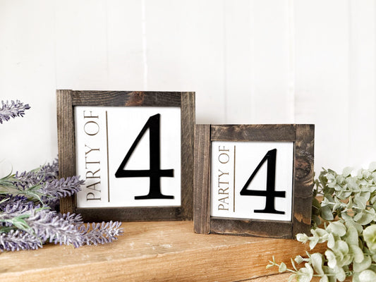 Party of 4, 3, 5, 6 Family Wood Sign - Personalized Farmhouse Decor and Housewarming Gift with 3D and Engraved Lettering