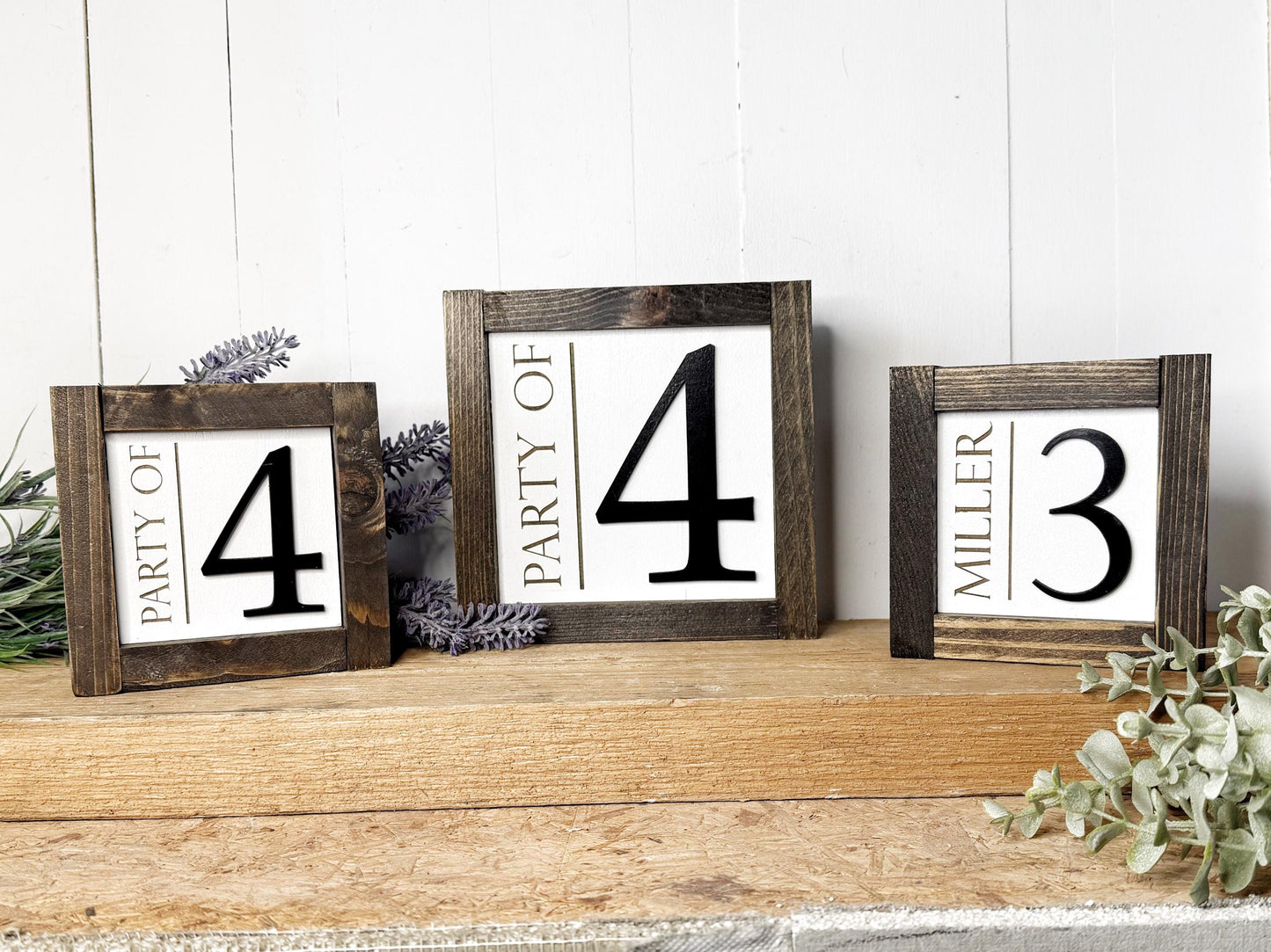 Party of 4, 3, 5, 6 Family Wood Sign - Personalized Farmhouse Decor and Housewarming Gift with 3D and Engraved Lettering