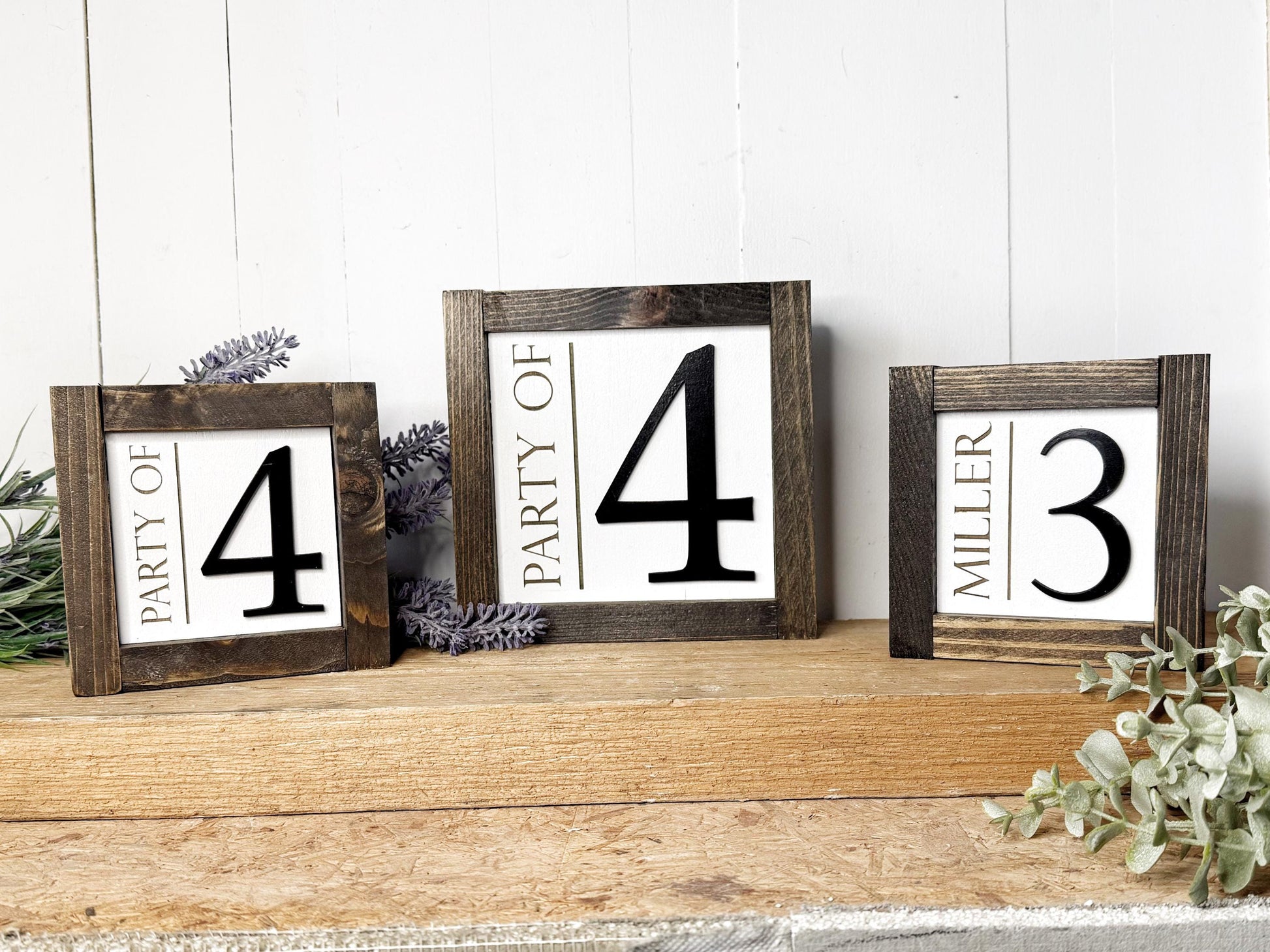 Party of 4, 3, 5, 6 Family Wood Sign - Personalized Farmhouse Decor and Housewarming Gift with 3D and Engraved Lettering