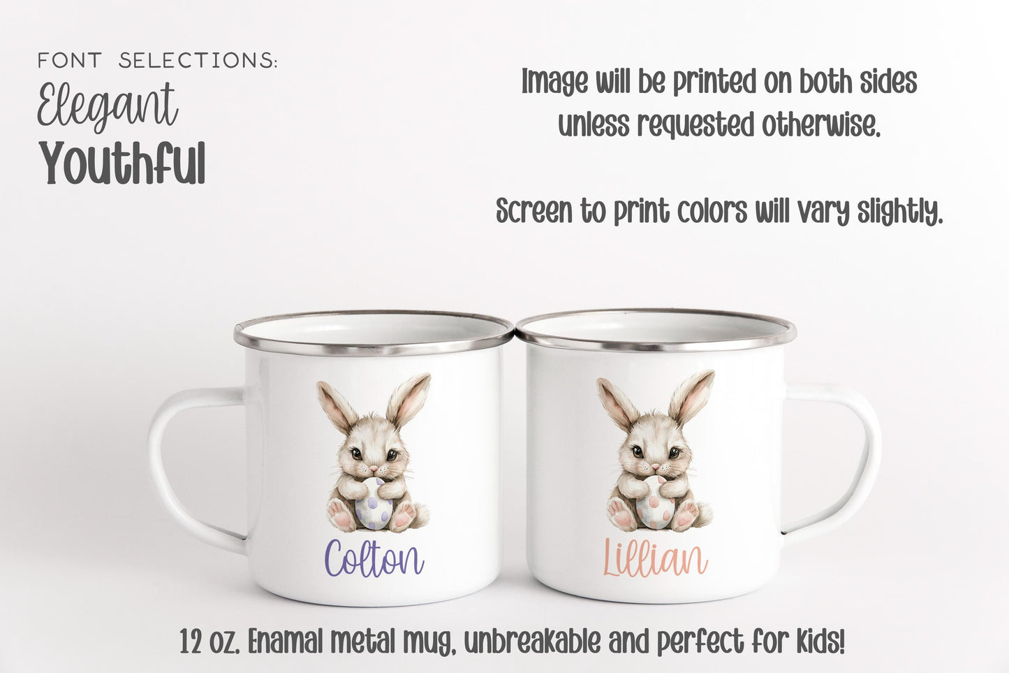 Easter Bunny Mug for Kids Personalized with Name, Unbreakable Easter Gift for Grandkids, First Easter, Toddler Mug, Easter Basket Stuffer