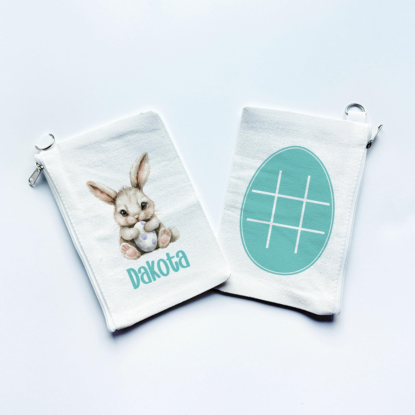 Easter Tic Tac Toe Bag Personalized with Name, Easter Basket Stuffer Game for Girls and Boys