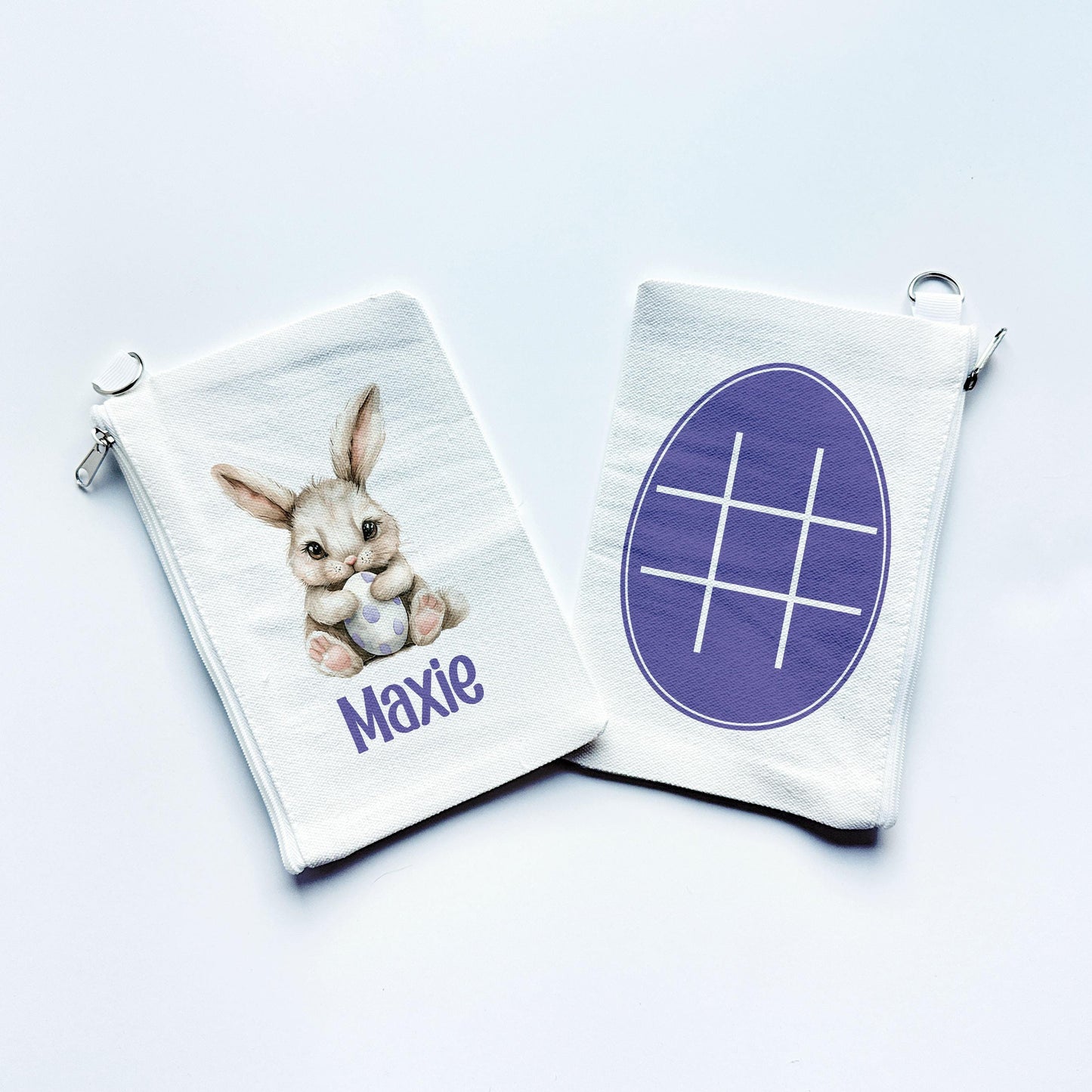 Easter Tic Tac Toe Bag Personalized with Name, Easter Basket Stuffer Game for Girls and Boys