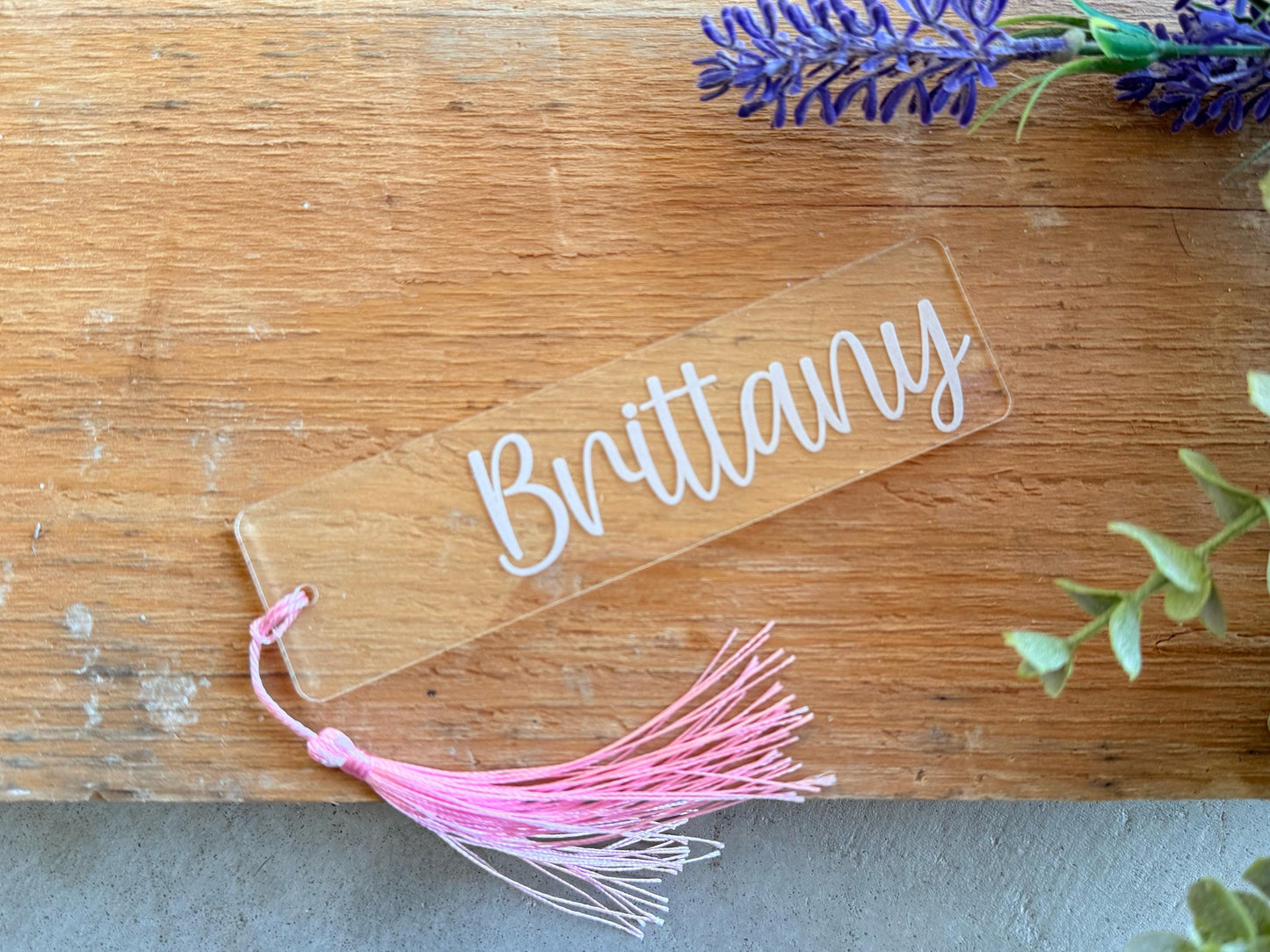 Bookmark with Name for Women, Personalized Engraved Clear Acrylic Bookmark with Colored Tassel