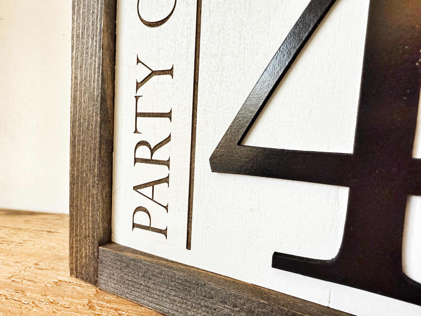 Party of 4, 3, 5, 6 Family Wood Sign - Personalized Farmhouse Decor and Housewarming Gift with 3D and Engraved Lettering