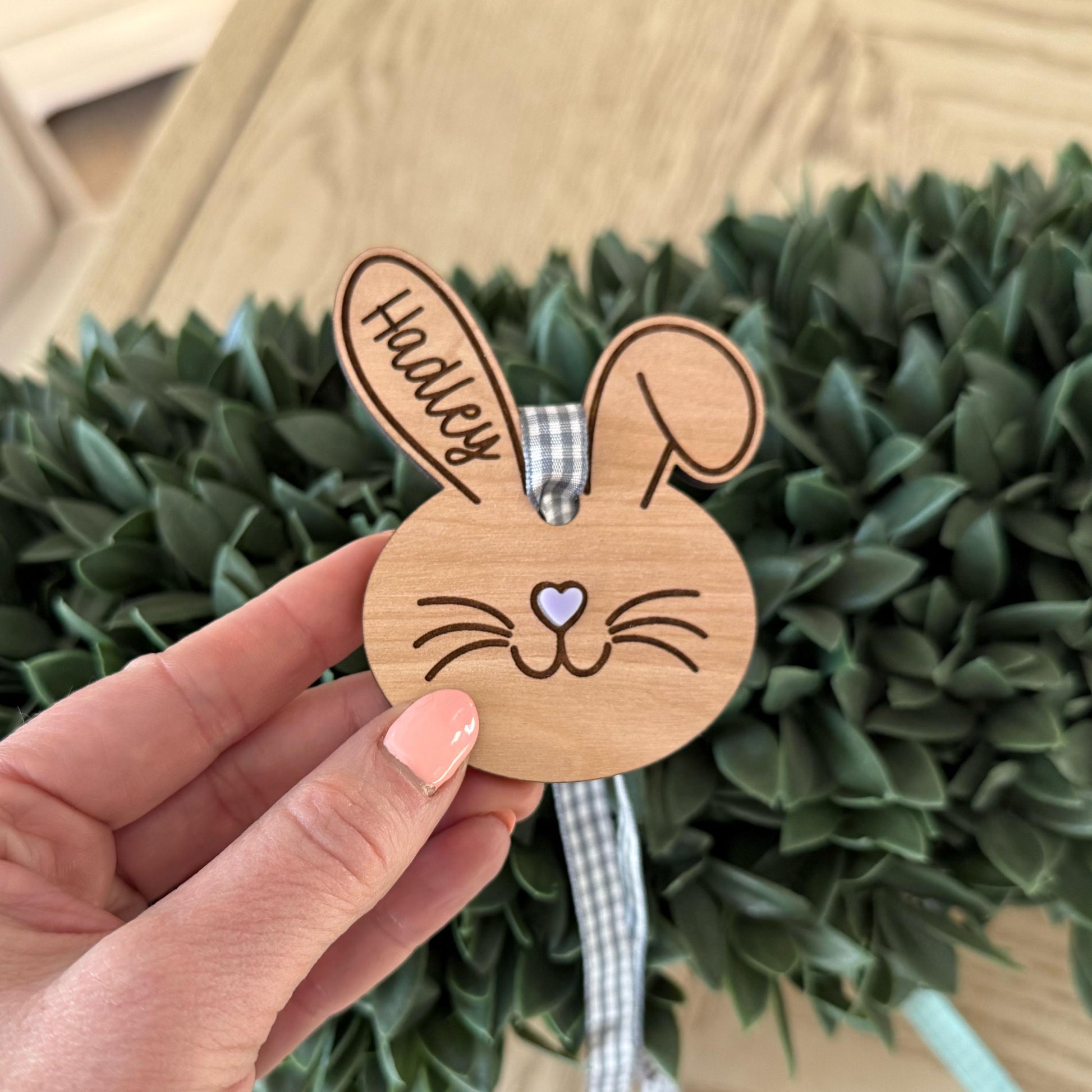 Easter Basket Name Tag, Bunny Name Tag, Minimalist Name Tag, Wooden Bunny Name Tag, Easter Tags, Kids Wood Name Tag,Custom Engraved Wood Tag