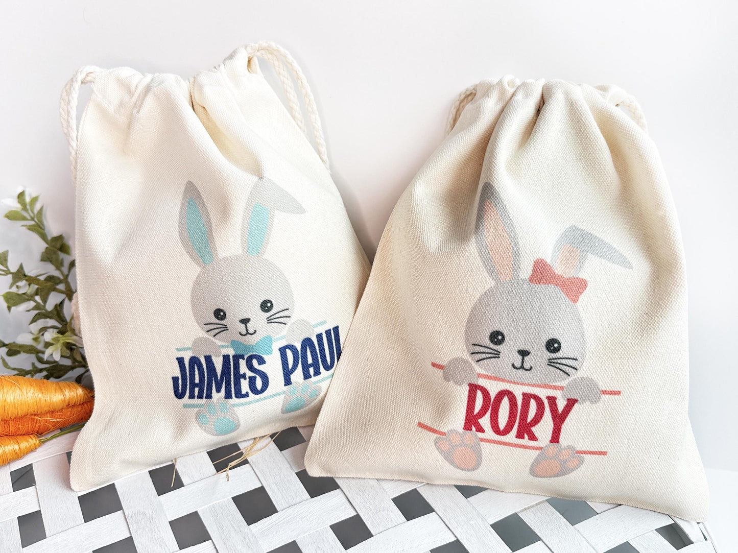 Personalized Easter Treat Bags - Kids Gift, Bunny Gift Bags, Basket Stuffers