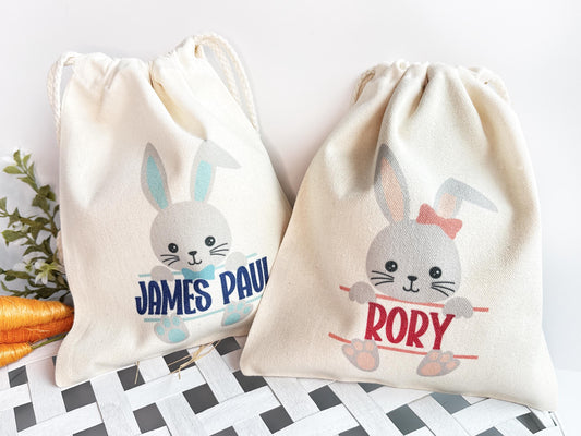 Personalized Easter Treat Bags - Kids Gift, Bunny Gift Bags, Basket Stuffers