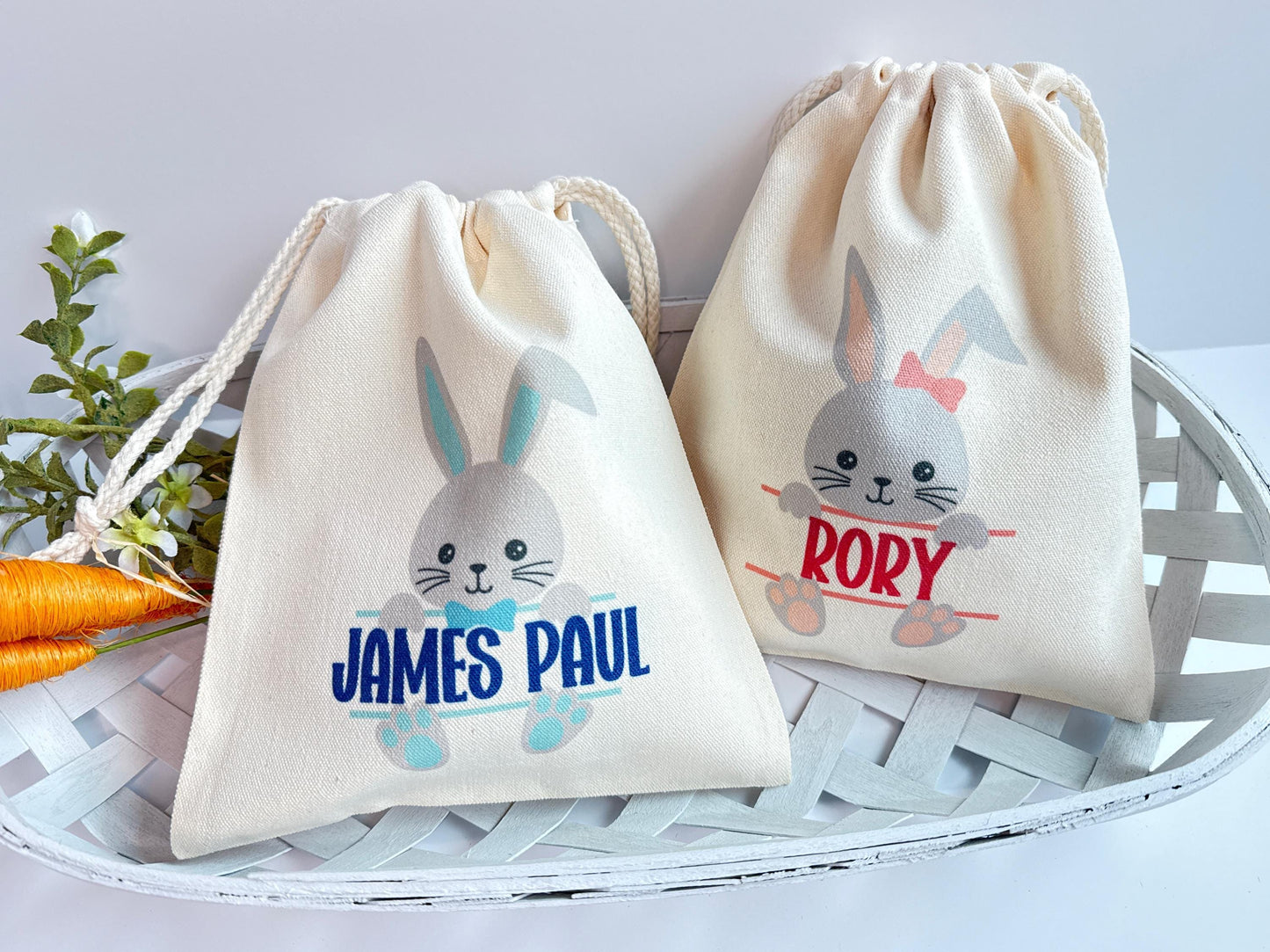 Personalized Easter Treat Bags - Kids Gift, Bunny Gift Bags, Basket Stuffers
