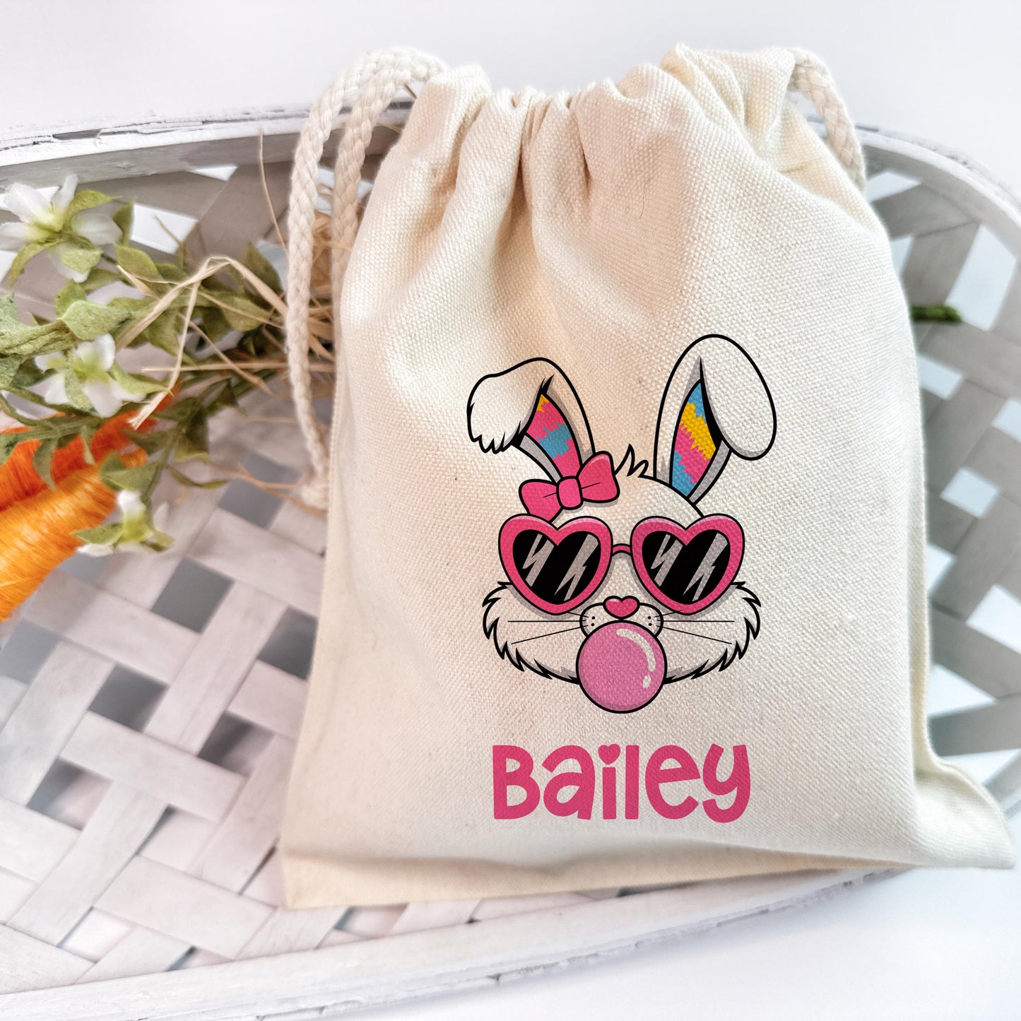 Custom Cool Easter Bunny Treat Bag with Hat, Sunglasses, Bubble Gum - Personalized Gift for Cool Kids