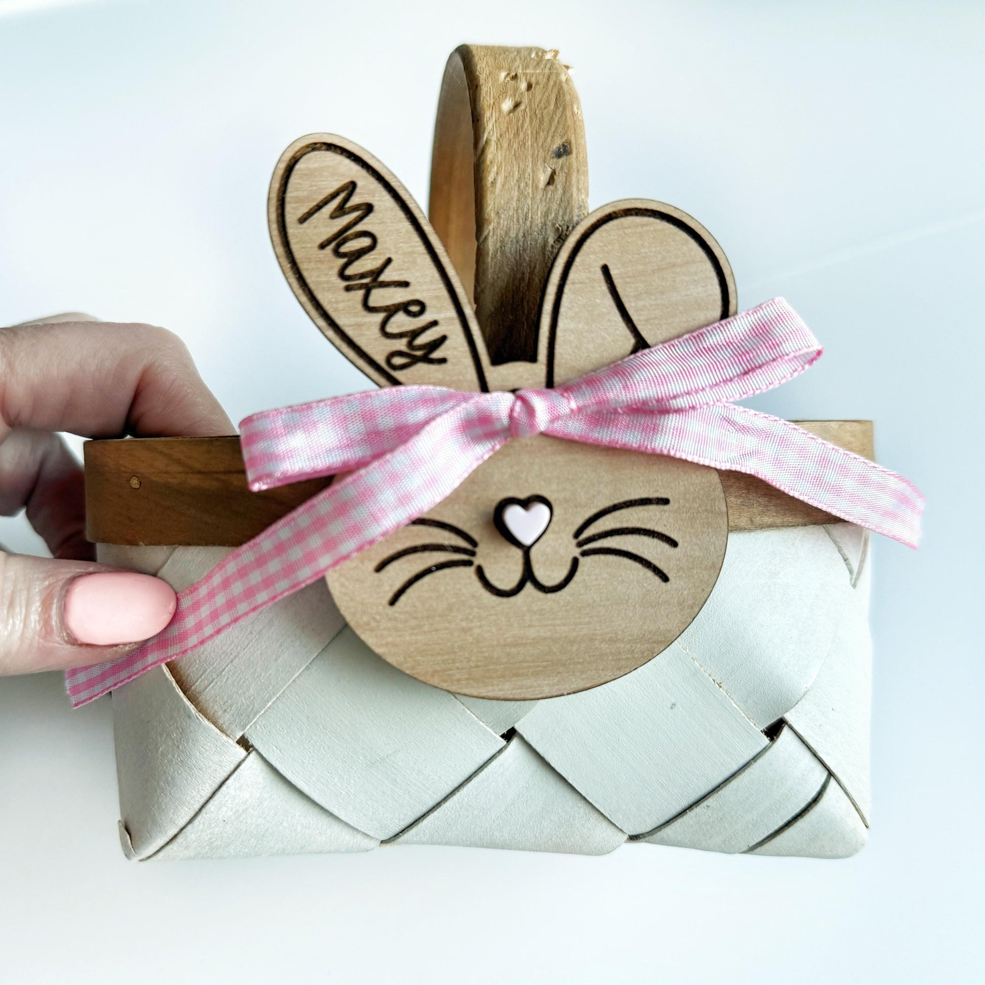 Easter Basket Name Tag, Bunny Name Tag, Minimalist Name Tag, Wooden Bunny Name Tag, Easter Tags, Kids Wood Name Tag,Custom Engraved Wood Tag