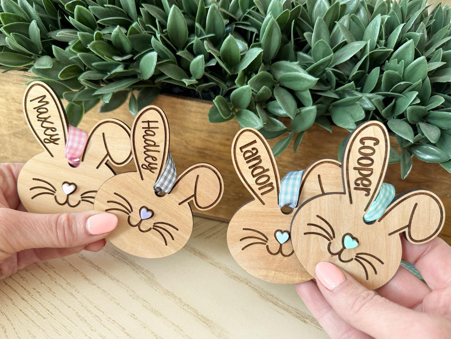 Easter Basket Name Tag, Bunny Name Tag, Minimalist Name Tag, Wooden Bunny Name Tag, Easter Tags, Kids Wood Name Tag,Custom Engraved Wood Tag