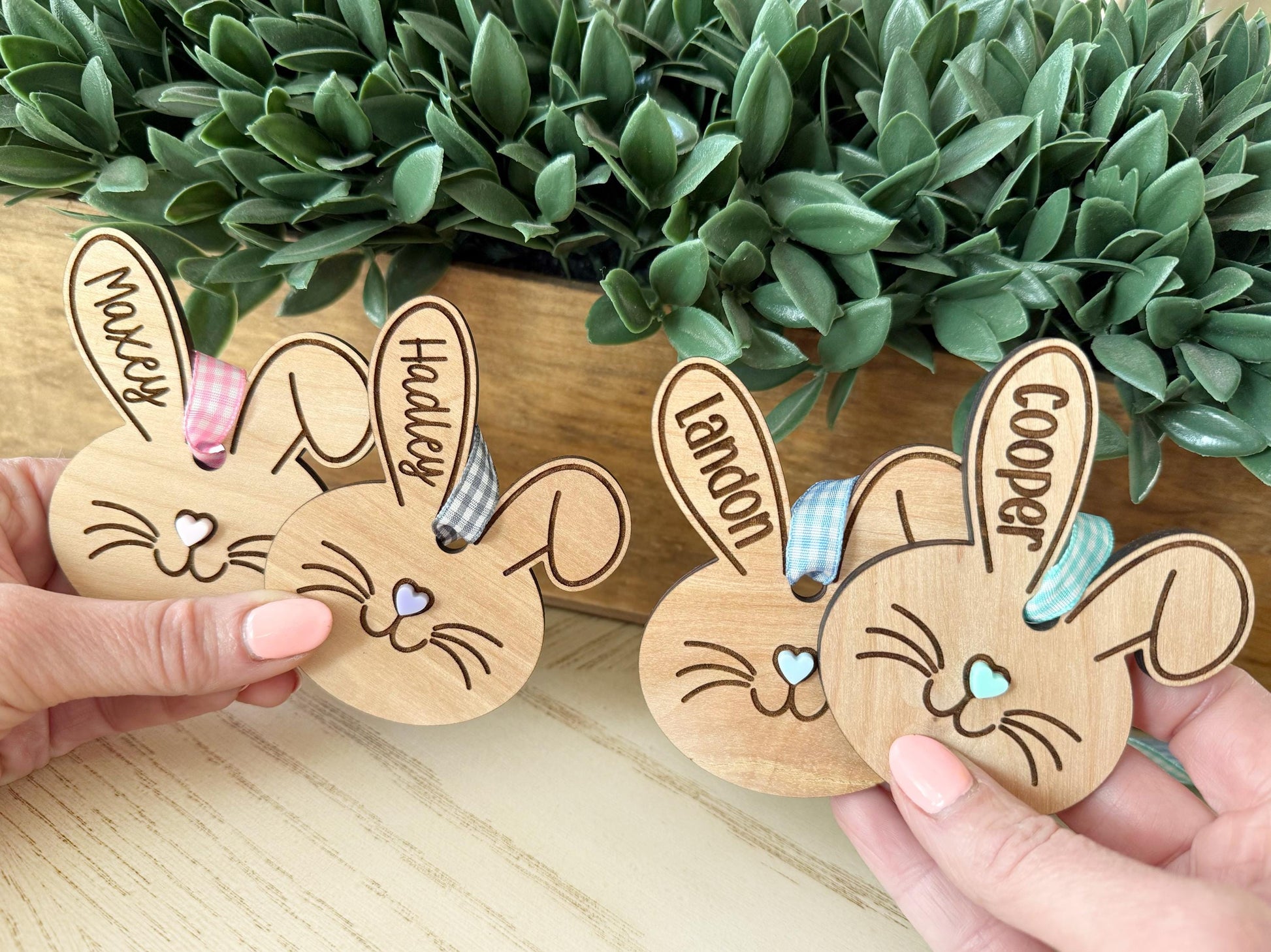 Easter Basket Name Tag, Bunny Name Tag, Minimalist Name Tag, Wooden Bunny Name Tag, Easter Tags, Kids Wood Name Tag,Custom Engraved Wood Tag