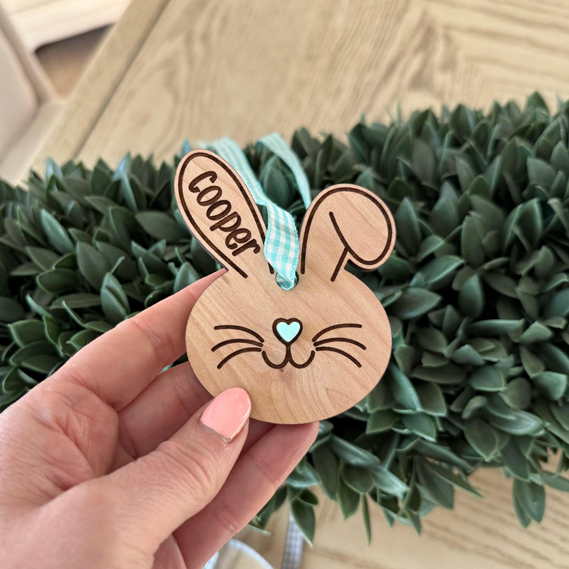 Easter Basket Name Tag, Bunny Name Tag, Minimalist Name Tag, Wooden Bunny Name Tag, Easter Tags, Kids Wood Name Tag,Custom Engraved Wood Tag