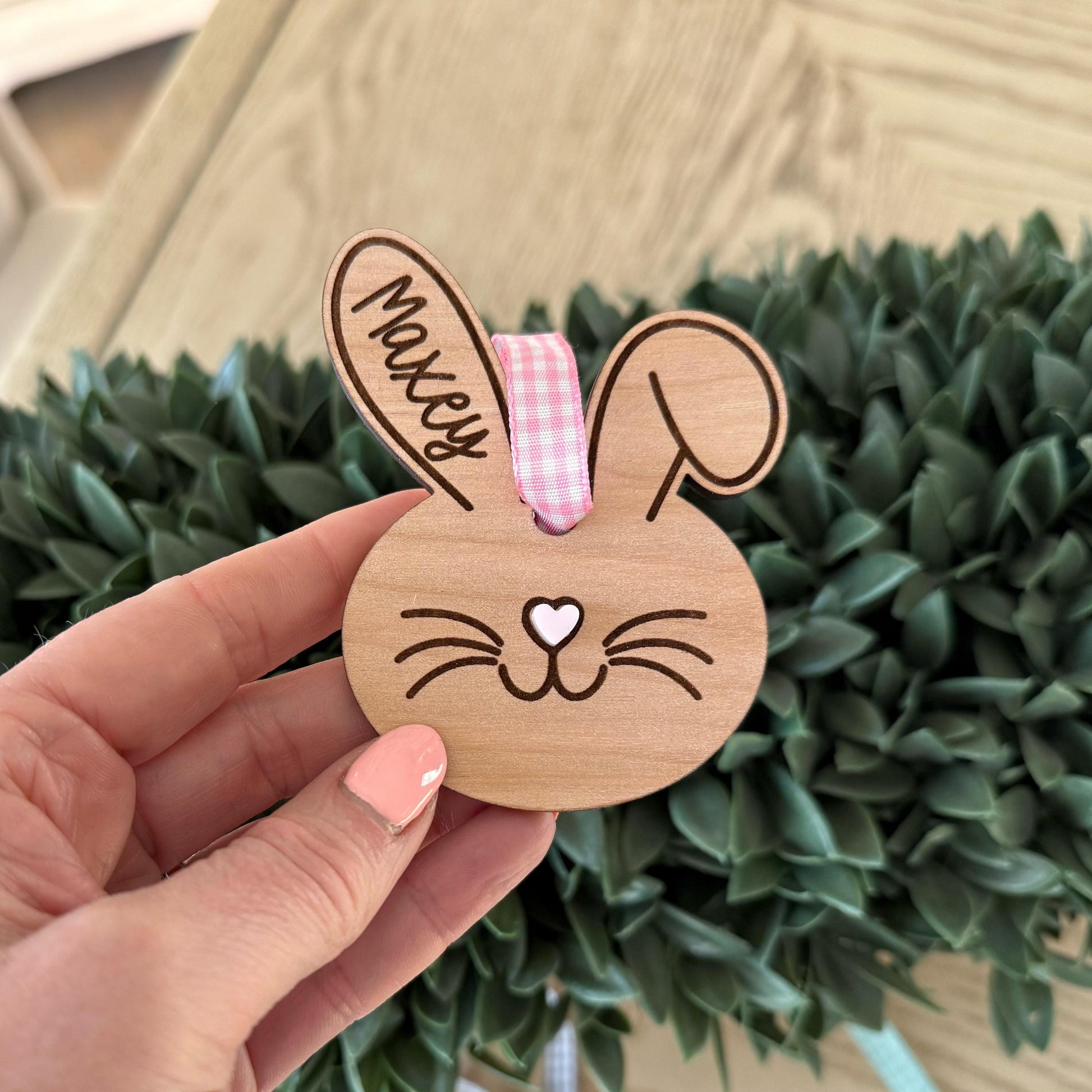 Easter Basket Name Tag, Bunny Name Tag, Minimalist Name Tag, Wooden Bunny Name Tag, Easter Tags, Kids Wood Name Tag,Custom Engraved Wood Tag