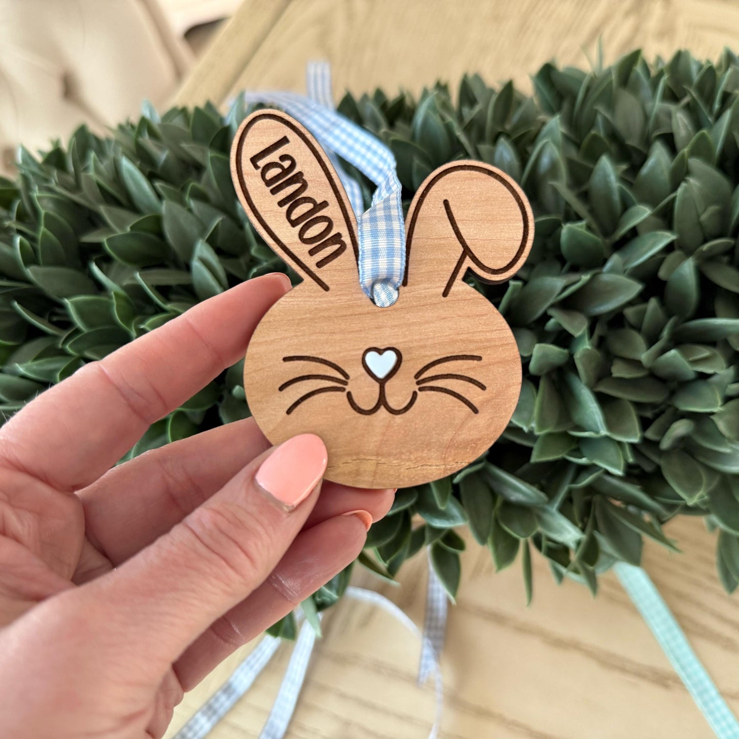 Easter Basket Name Tag, Bunny Name Tag, Minimalist Name Tag, Wooden Bunny Name Tag, Easter Tags, Kids Wood Name Tag,Custom Engraved Wood Tag