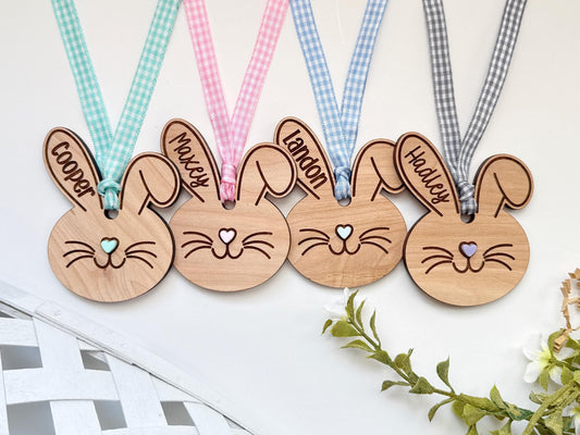 Easter Basket Name Tag, Bunny Name Tag, Minimalist Name Tag, Wooden Bunny Name Tag, Easter Tags, Kids Wood Name Tag,Custom Engraved Wood Tag