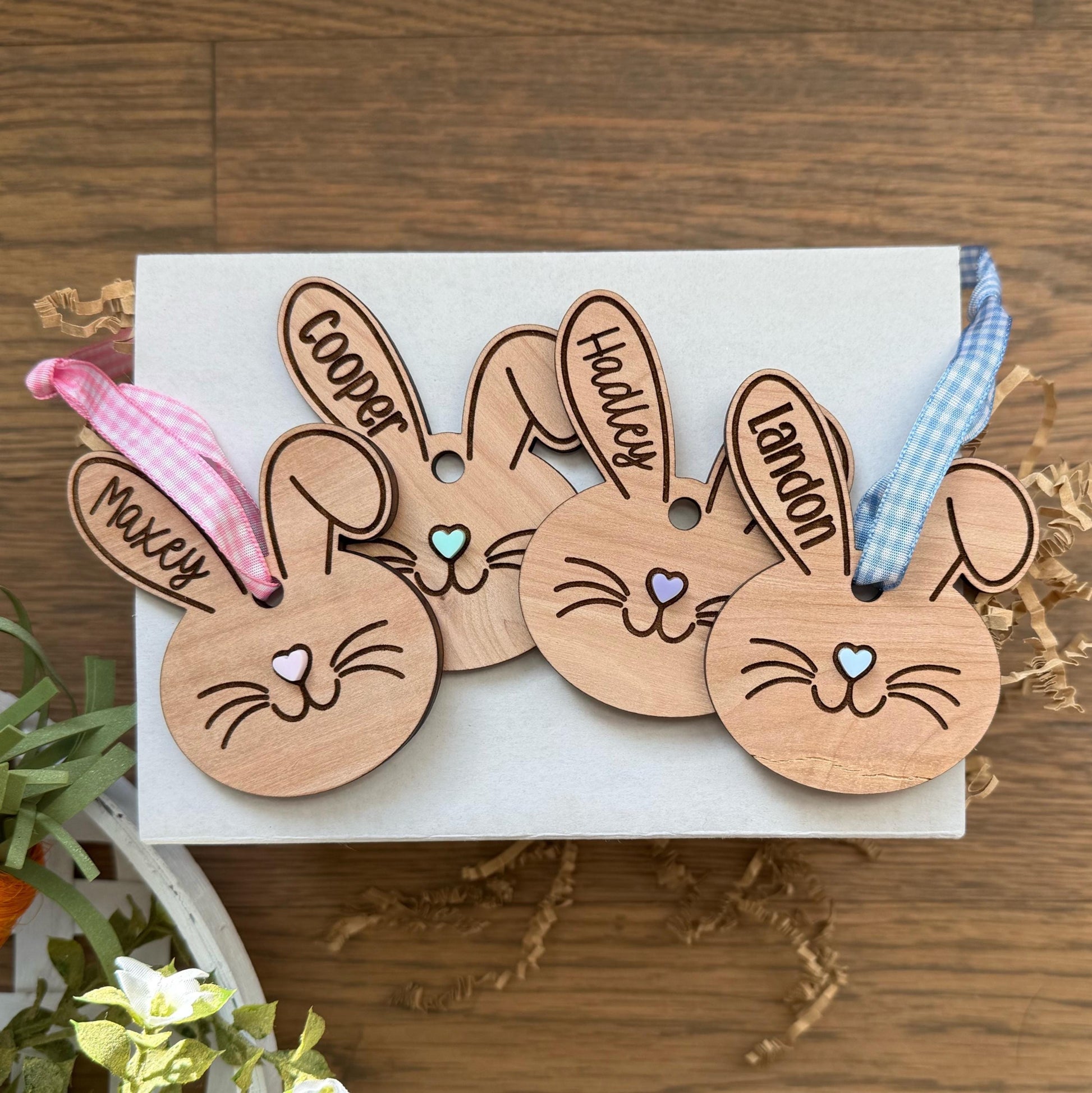 Easter Basket Name Tag, Bunny Name Tag, Minimalist Name Tag, Wooden Bunny Name Tag, Easter Tags, Kids Wood Name Tag,Custom Engraved Wood Tag