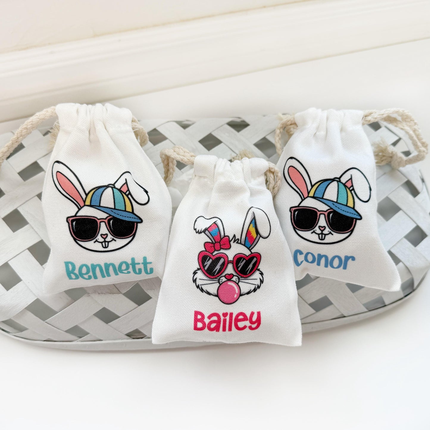 Custom Cool Easter Bunny Treat Bag with Hat, Sunglasses, Bubble Gum - Personalized Gift for Cool Kids