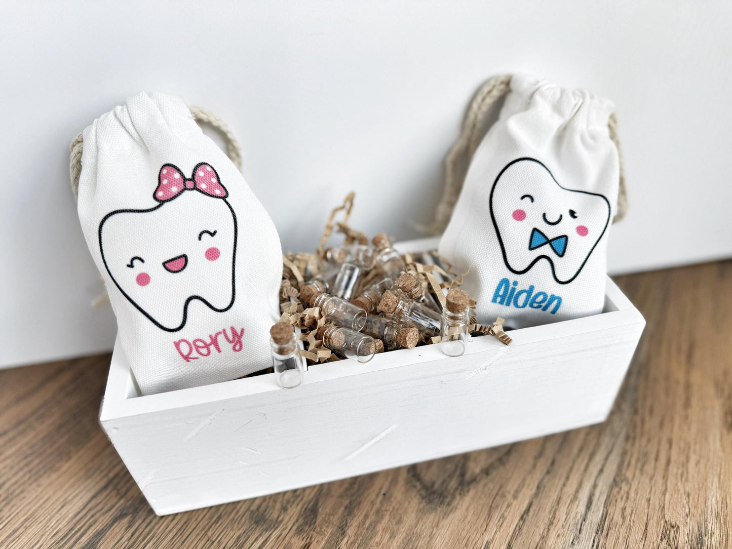 Personalized Tooth Fairy Bag with Tooth Jar - Custom Pouch for Boys and Girls