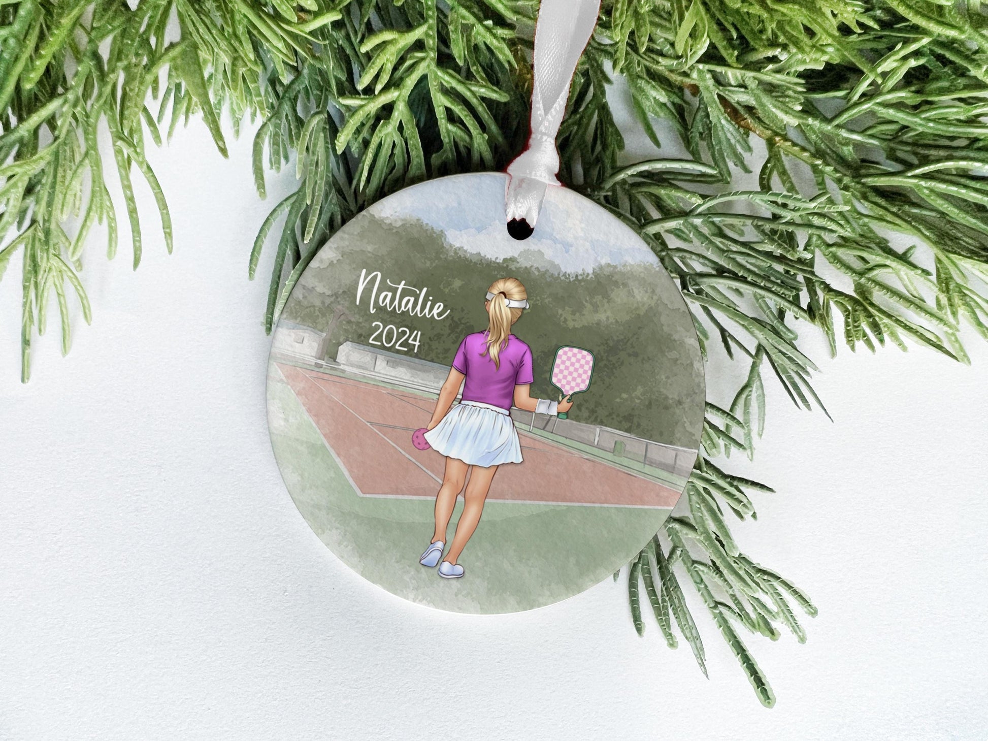 Girl Pickleball Ornament, Personalized Pickleball Player Ornament for Kids, Tennis Team Gift, Middle School Pickleball