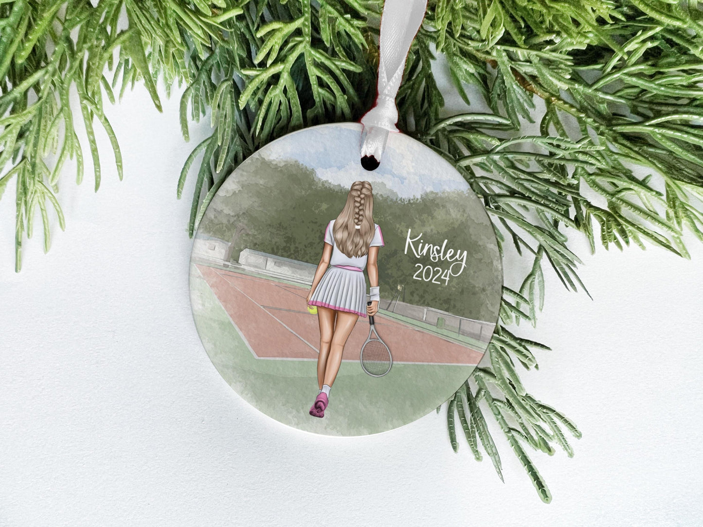 Girl Tennis Ornament, Personalized Tennis Player Ornament for Kids, Tennis Team Gift, Middle School Tennis
